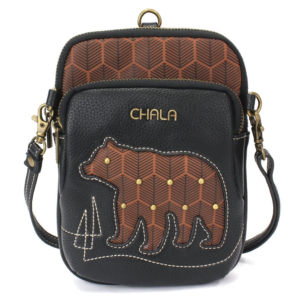 Uni Cellphone Crossbody - Brown Bear  - Black