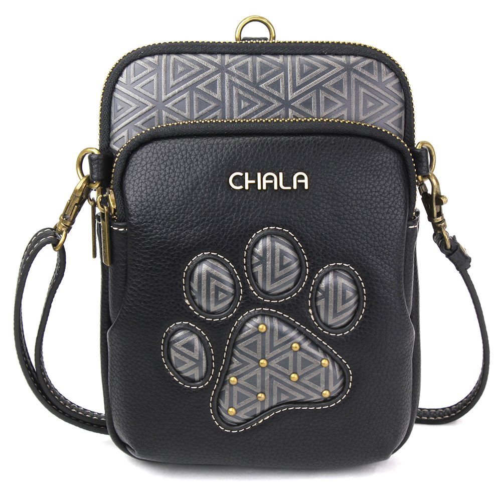 Uni Cellphone Crossbody - Paw Print - Black