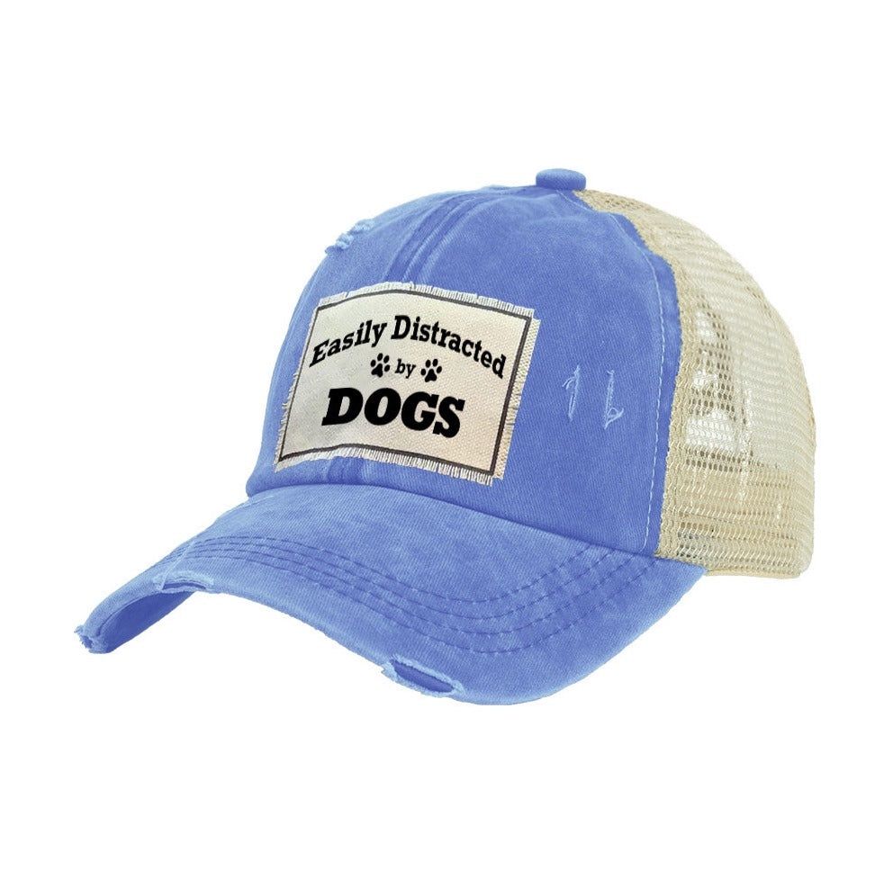 Vintage Distressed Trucker Cap - Easily Distracted By Dogs