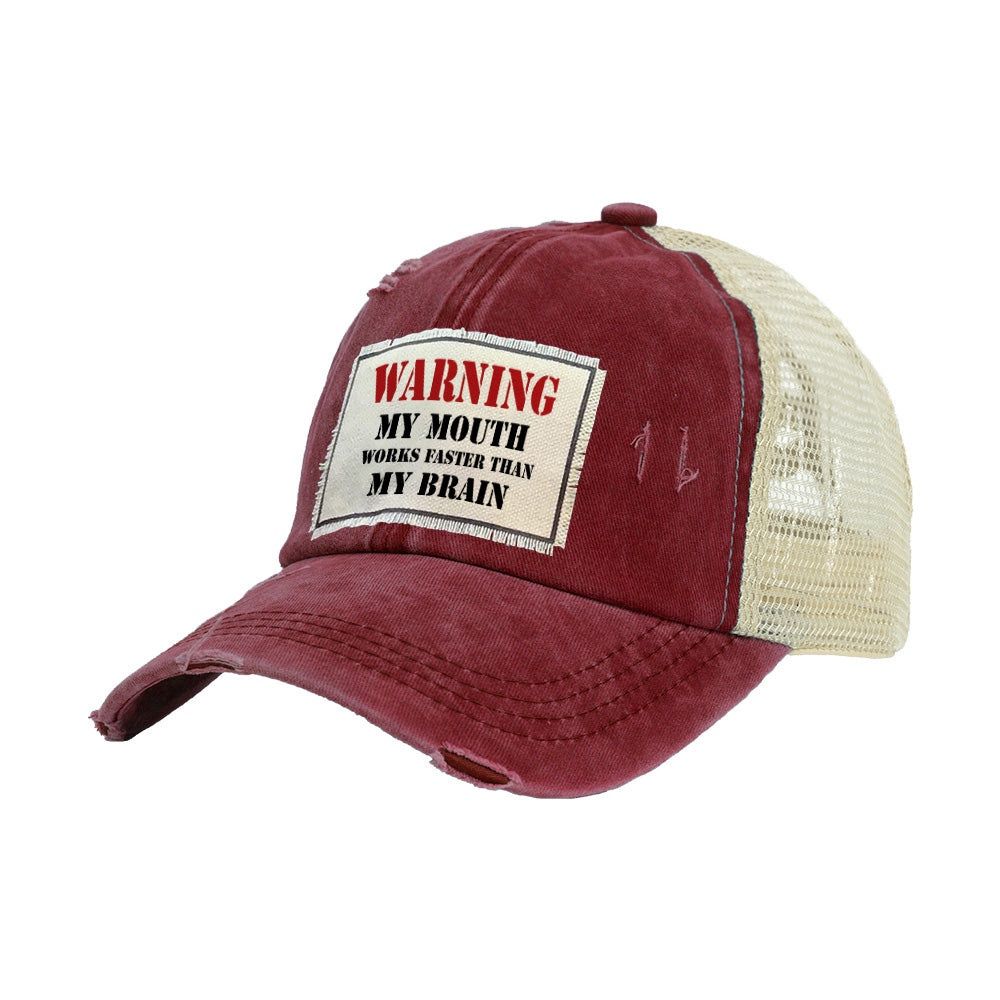 Warning Vintage Distressed Trucker Cap