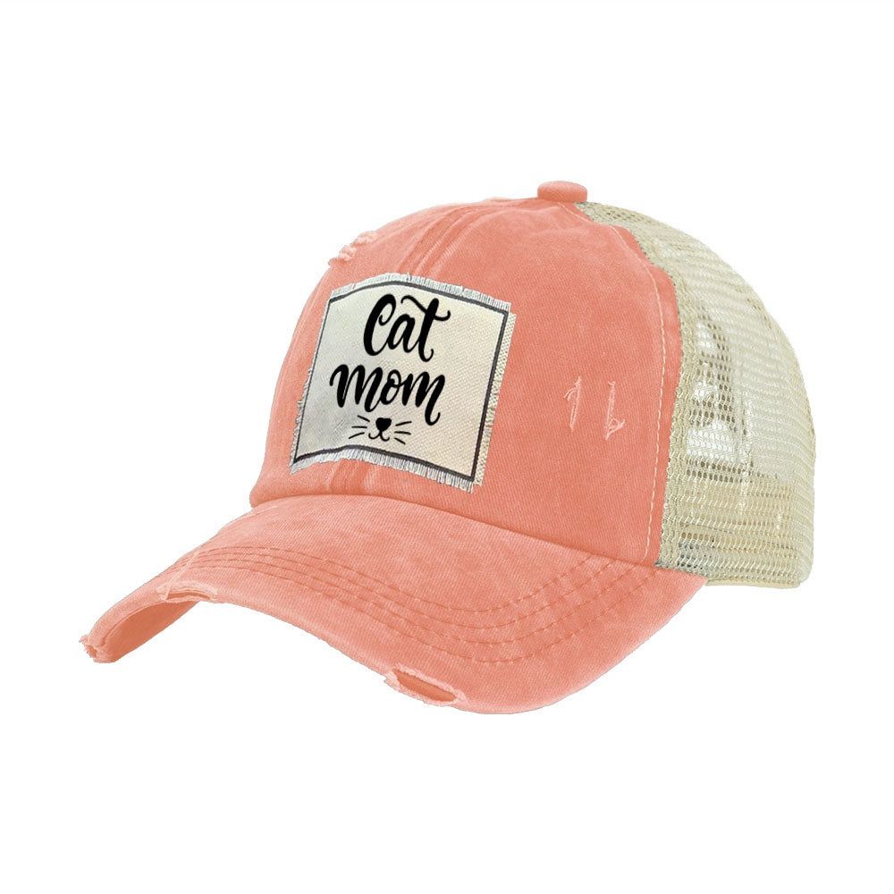 Vintage Distressed Trucker Cap - Cat Mom