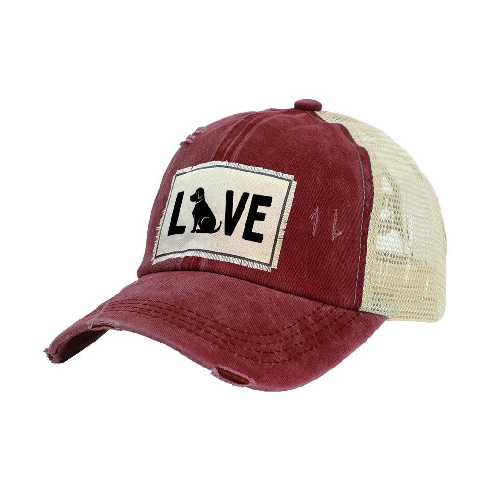 Vintage Distressed Trucker Cap - Love Dog