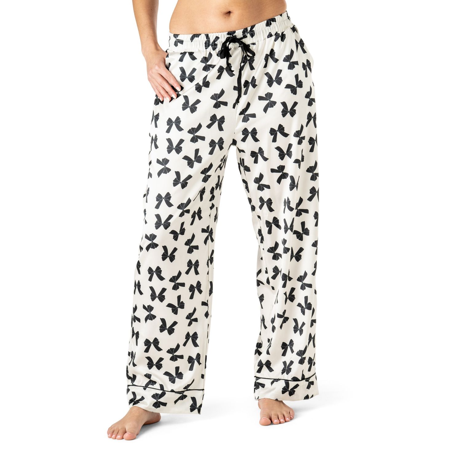 Bow So Lovely Satin Pajama Pants, Size: Small/Medium