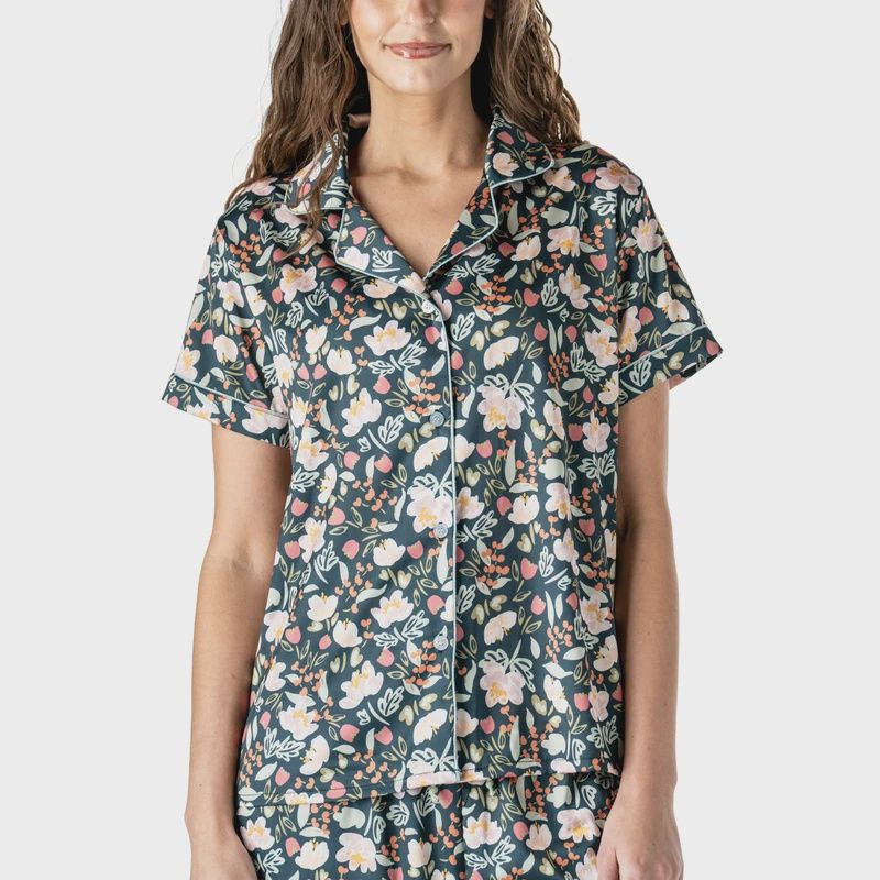 Petal To The Metal Satin Pajama Top