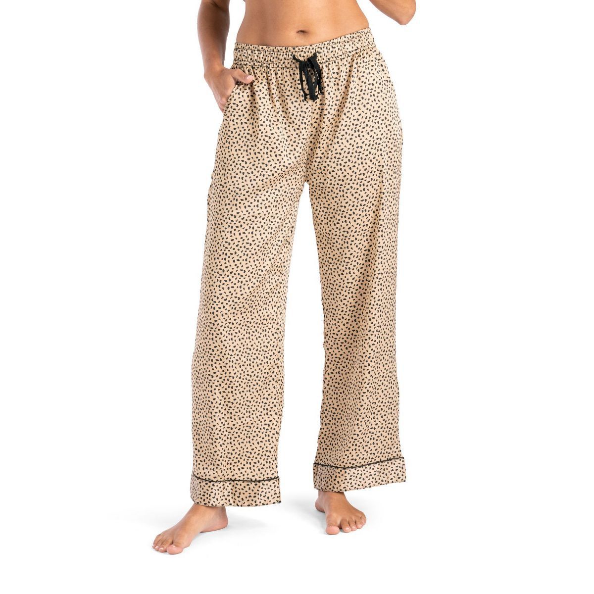 Ooh La Leopard Beauty Sleep Satin Pajama Pants, Size: Small/Medium
