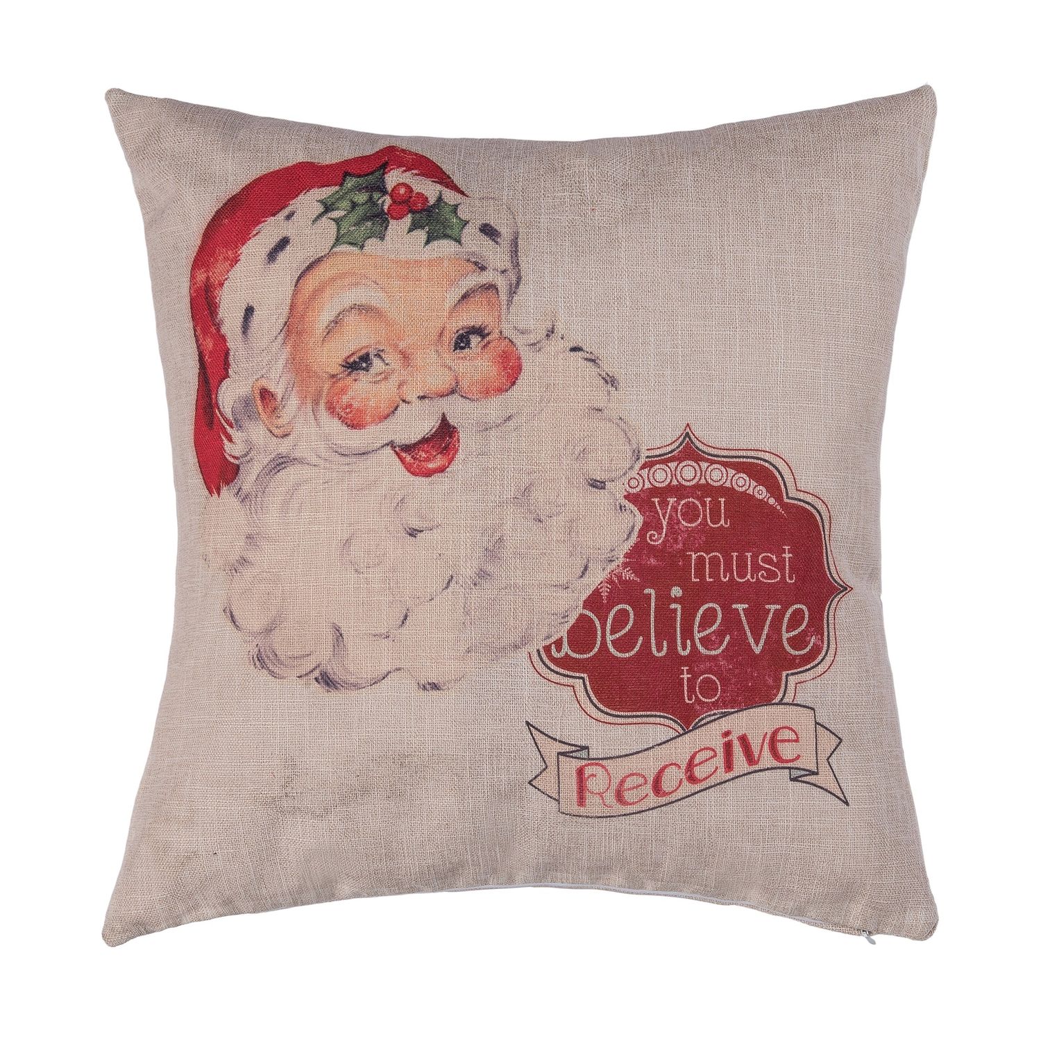Vintage Santa Accent Pillow 18"