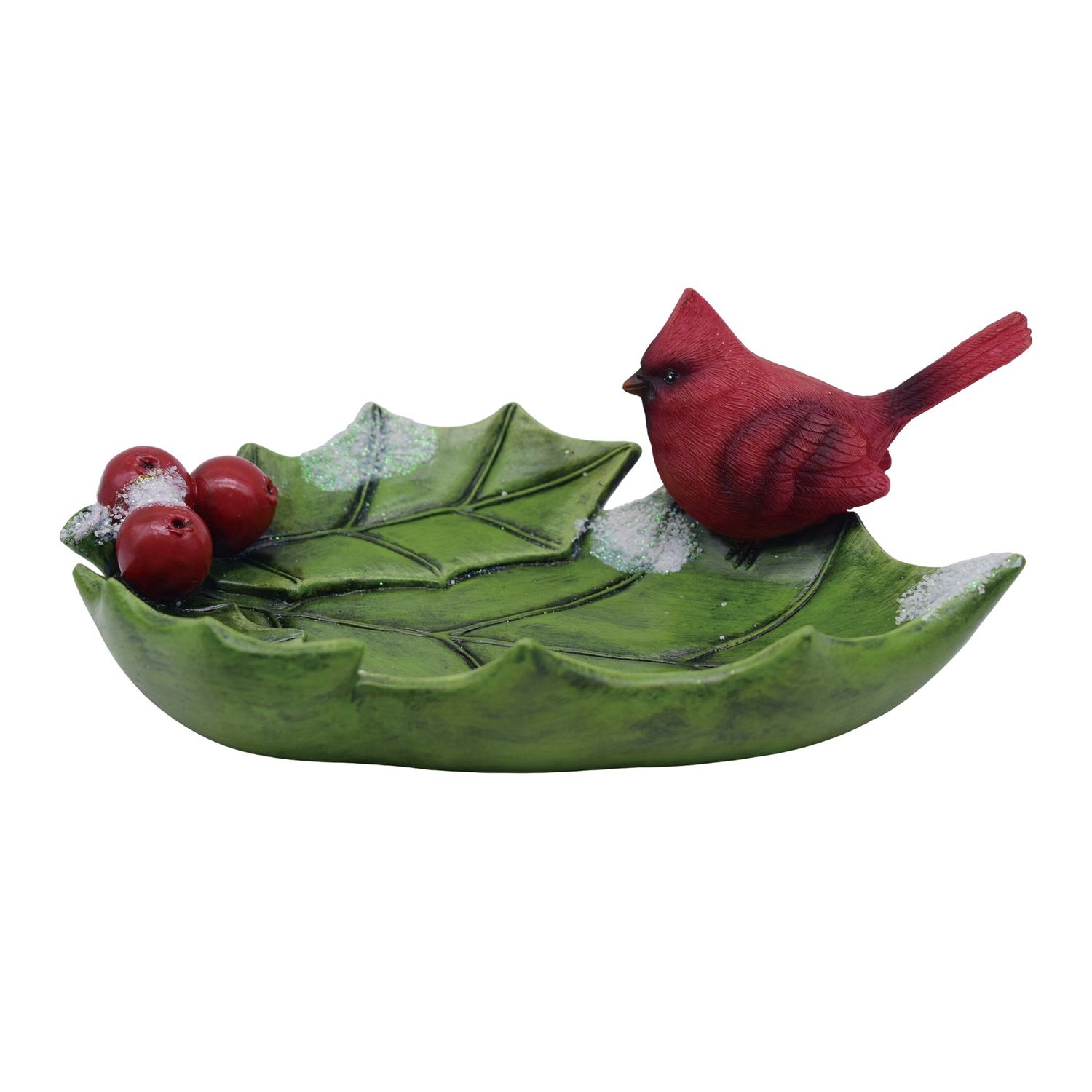 Holly Leaf Tray W/ Cardinal 10"