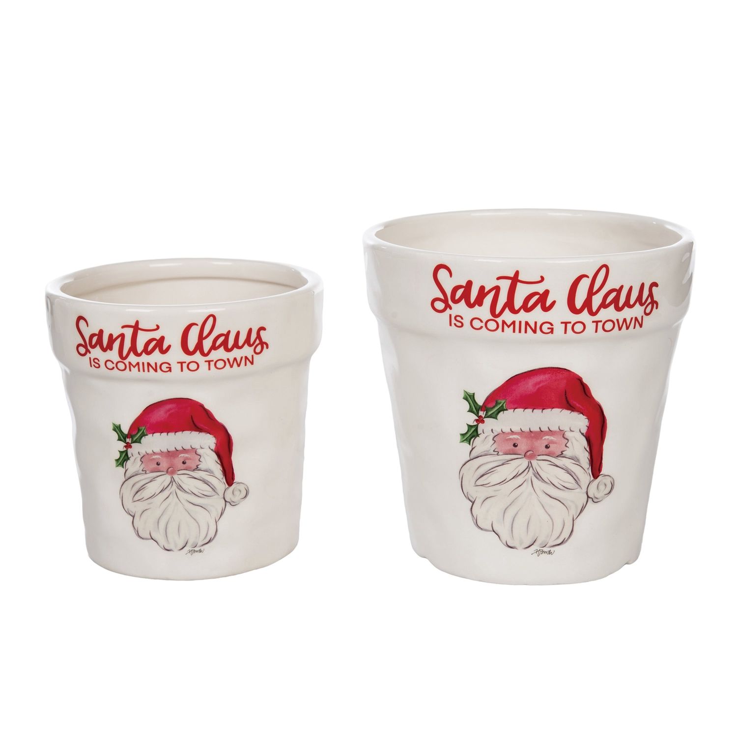 Ceramic Santa Pot - 2 Sizes Available Small &amp; Large - Sold Individually, Size: Small