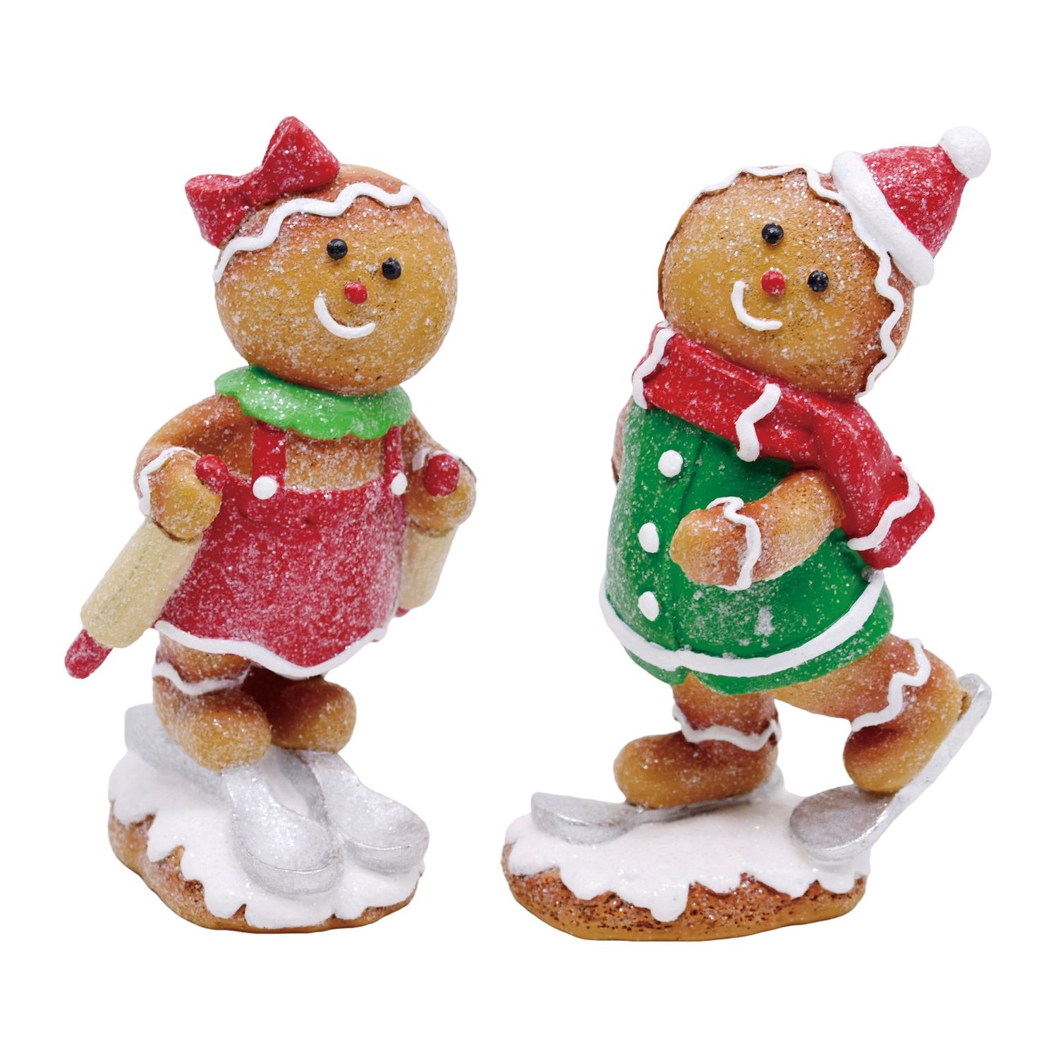 Skating Gingerbread Figurine 6" - 2 Styles - Sold Individually