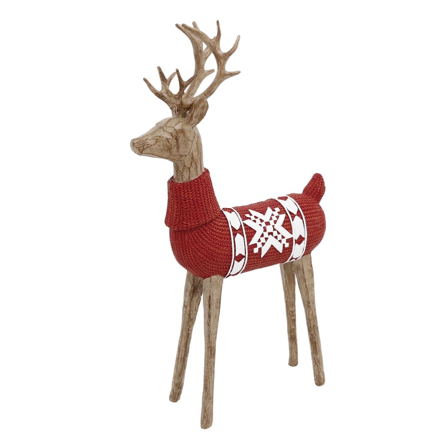 Resin Reindeer In Red Sweater 15"
