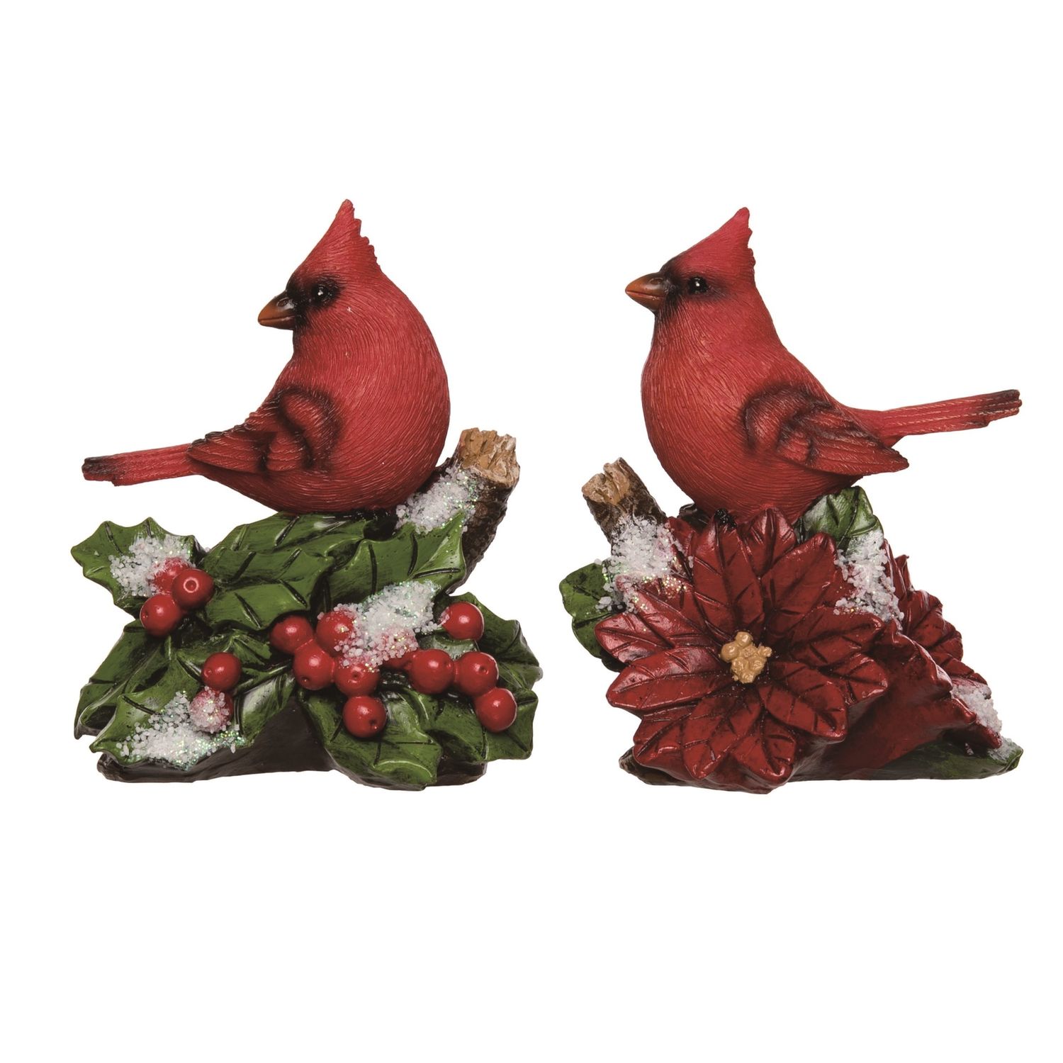Resin Cardinal Holly Figurine 5" - 2 Styles - Sold Individually