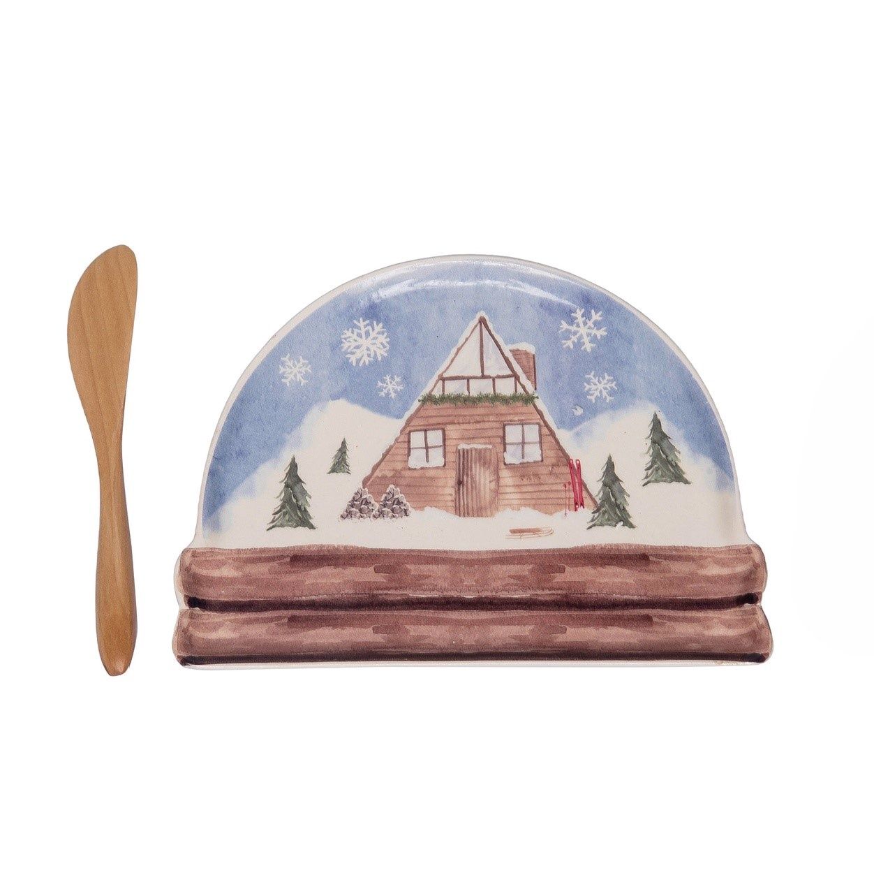 Ski Lodge Appetizer Plate W/ Spreader