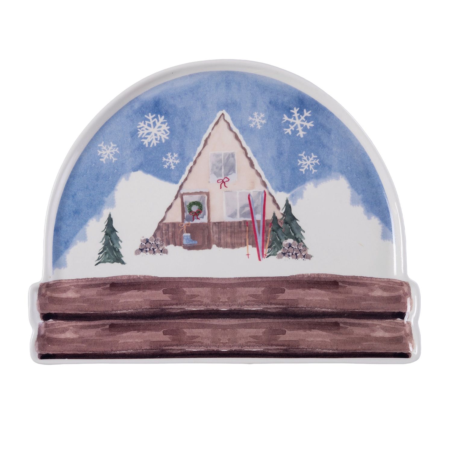 Ski Lodge Snow Globe Platter