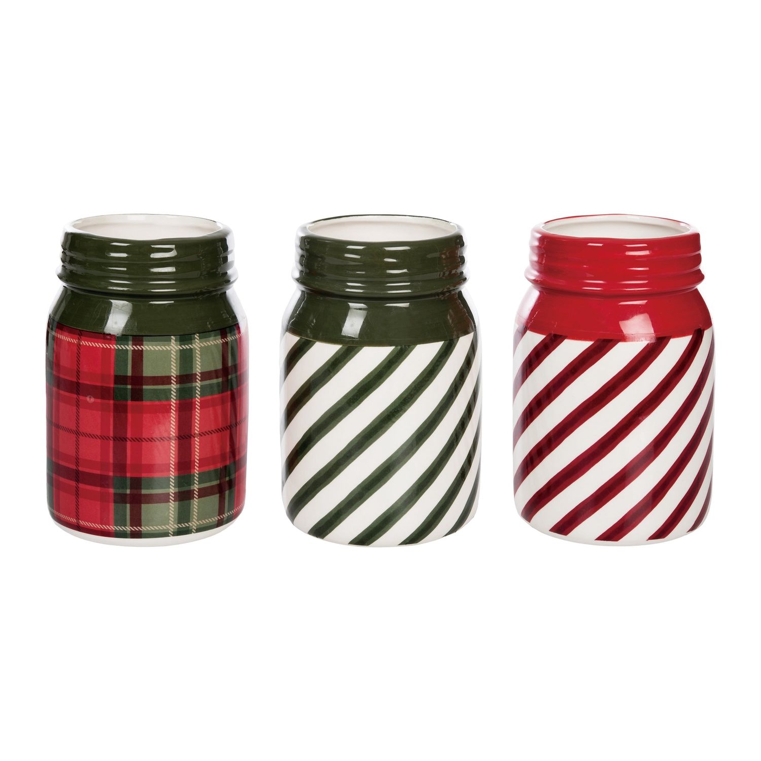 Christmas Pattern Mason Jar 6" - 3 Styles - Sold Individually