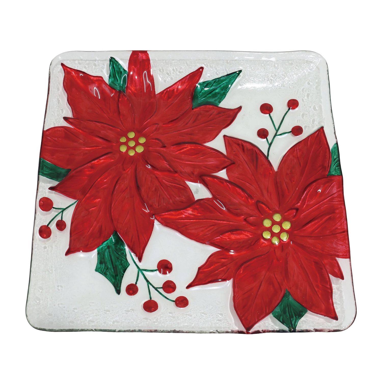 Glass Fused Poinsettia Plate