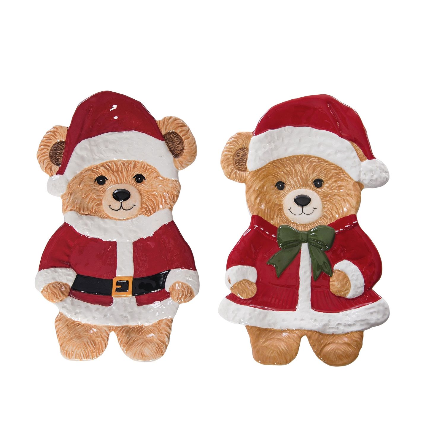 Ceramic Christmas Bear Plate 11" - 2 Styles - Sold Individually