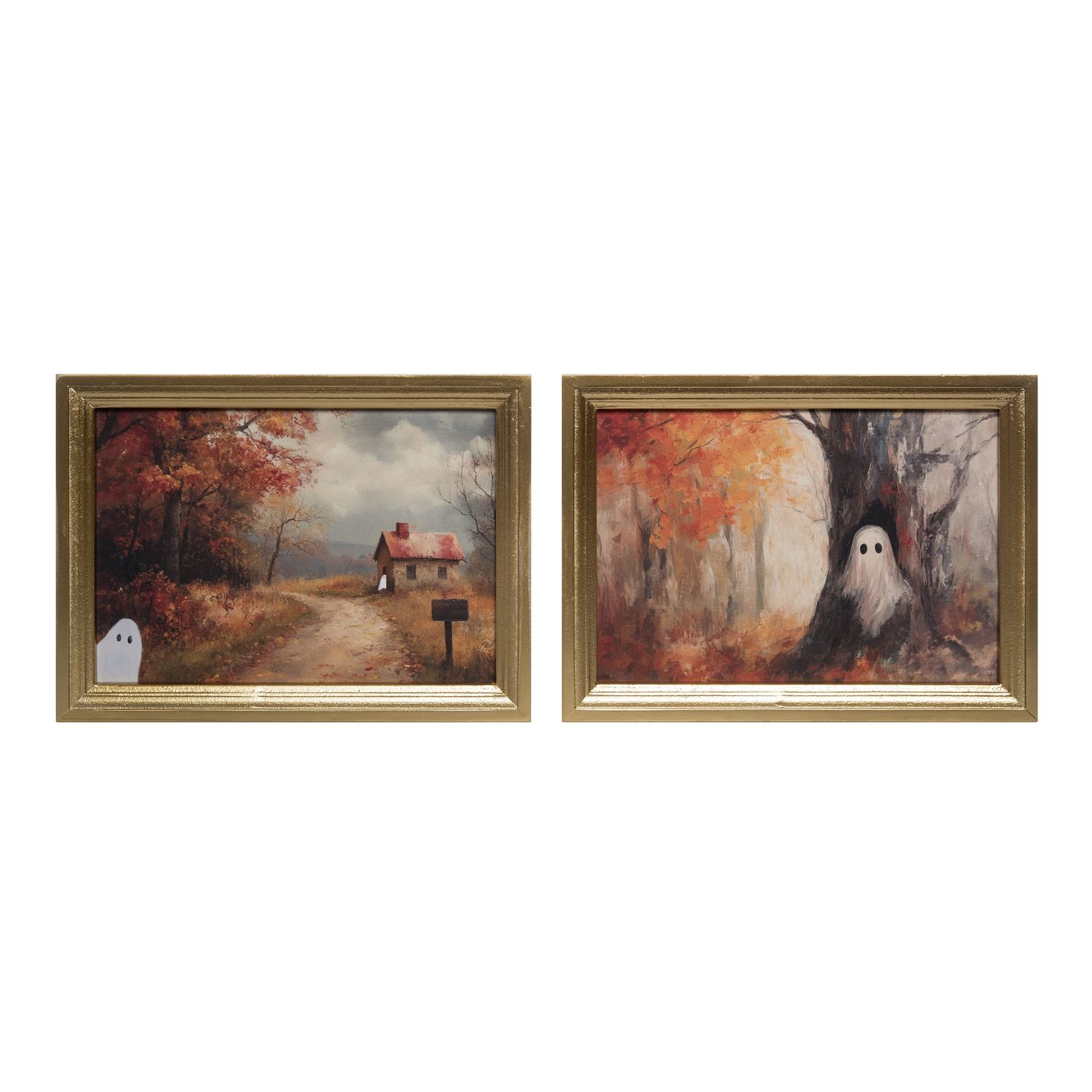 Harvest Scene Ghosts Wall Decor 11" X 8" - 2 Styles - Sold Individually