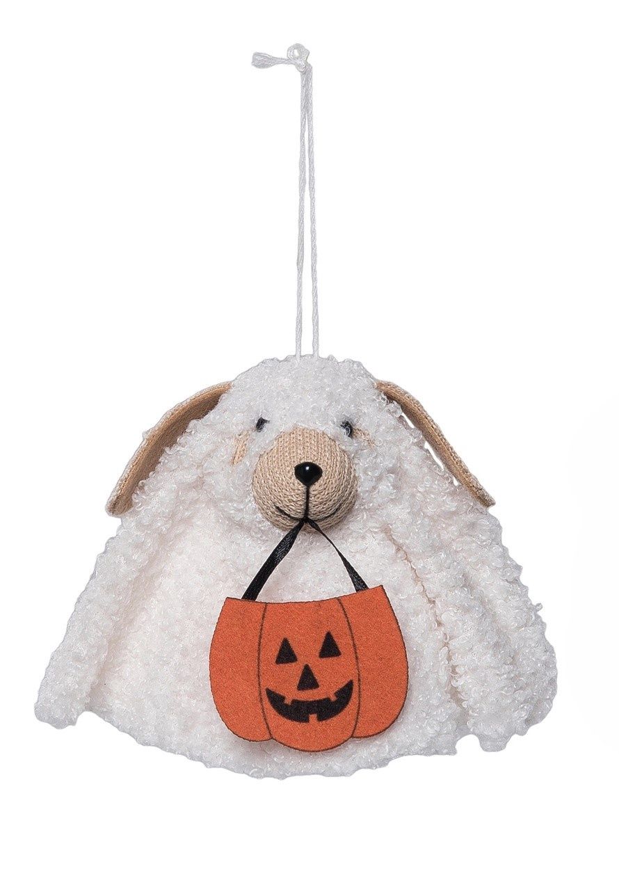Plush Ghost Dog Ornament 4"