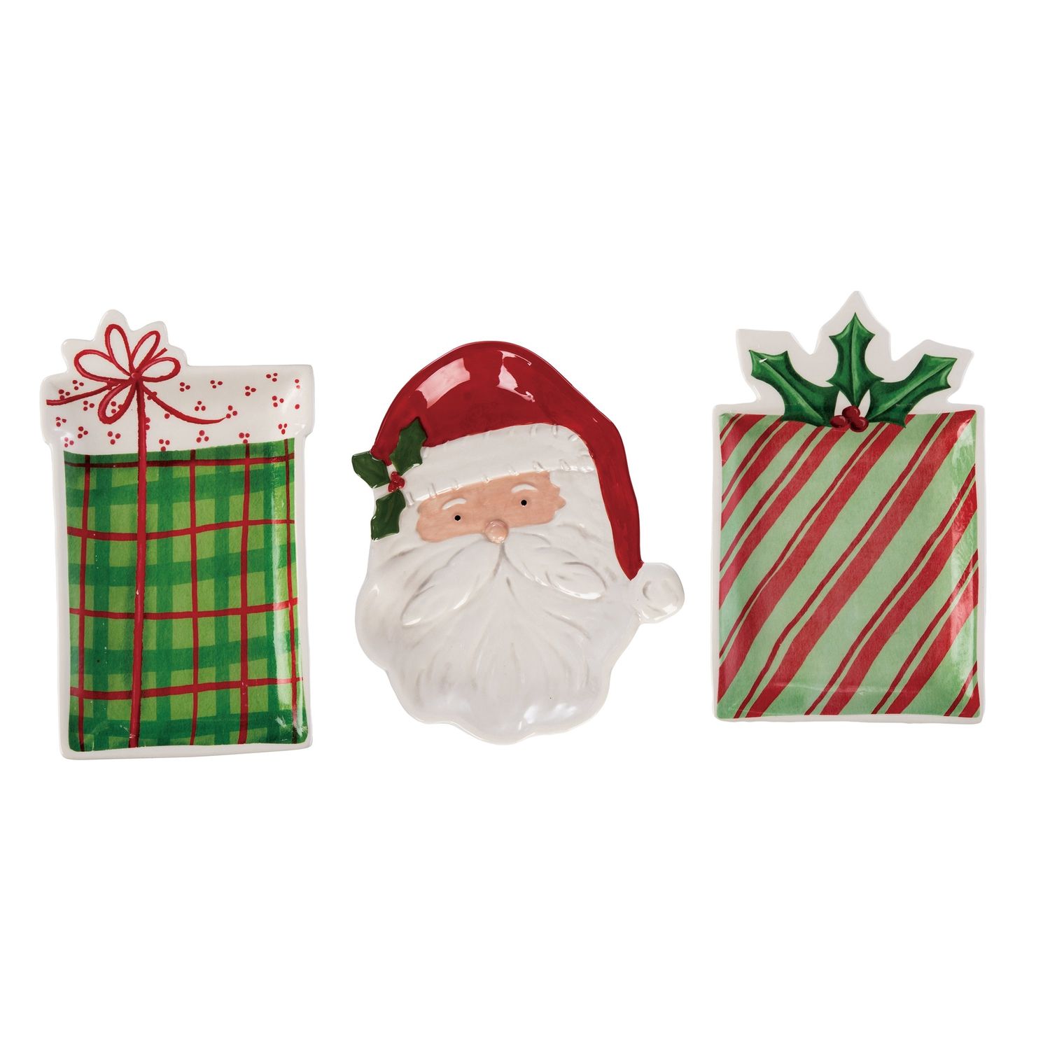 Santa Present Tidbit Tray 8" - 3 Styles - Sold Individually