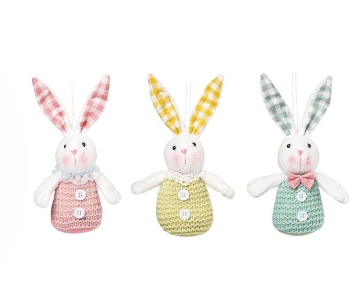 Plush Mini Bunnies In Crate - 3 Styles - Pink, Yellow, Teal - Sold Individually