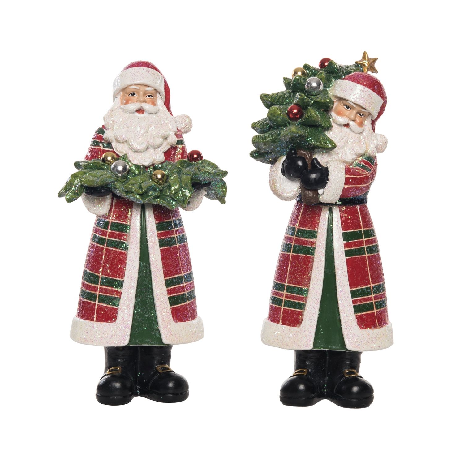 Plaid Coat Santa - 2 Styles - Sold Individually