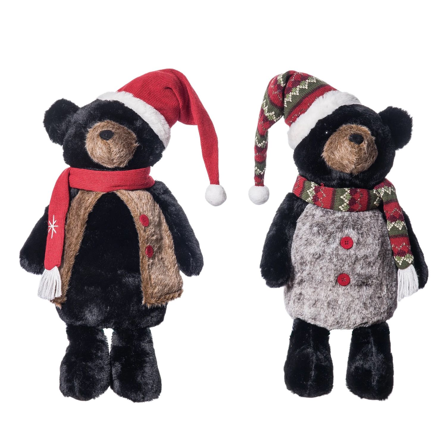 Plush Lodge Holiday Bear Sitter Small - 2 Styles - Sold Individually