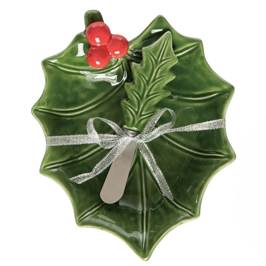Ceramic Holly Dish With Spreader