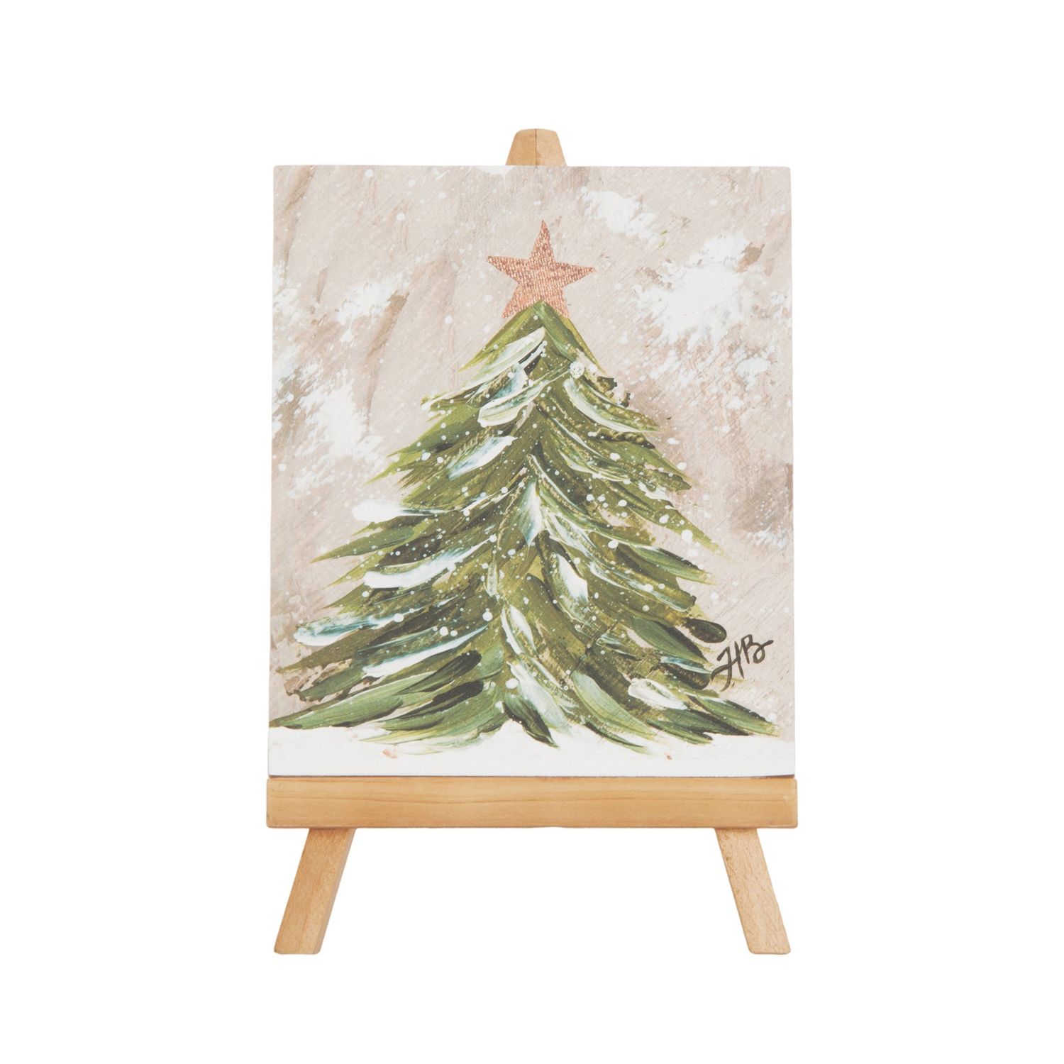 Easel With Canvas Holiday Tree Art