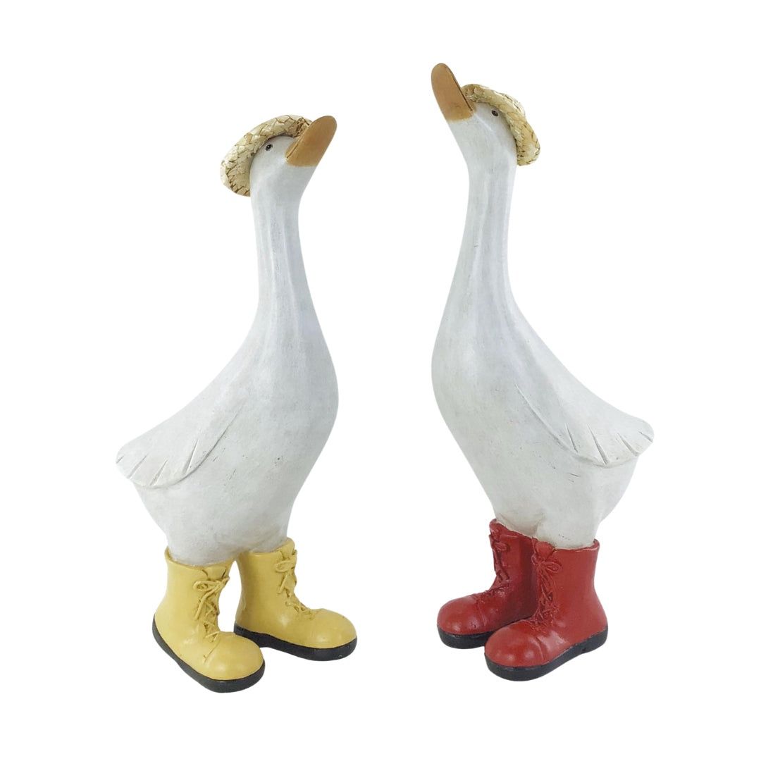 Rainy Day Duck With Straw Hat - 2 Styles - Red Boots, Yellow Boots - Sold Individually