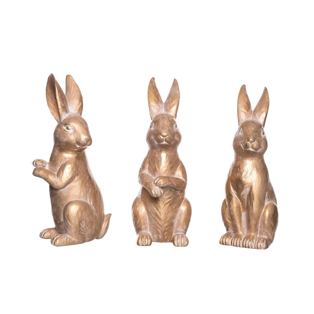 Resin Bunny Decor Bronze - 3 Styles - Sold Individually
