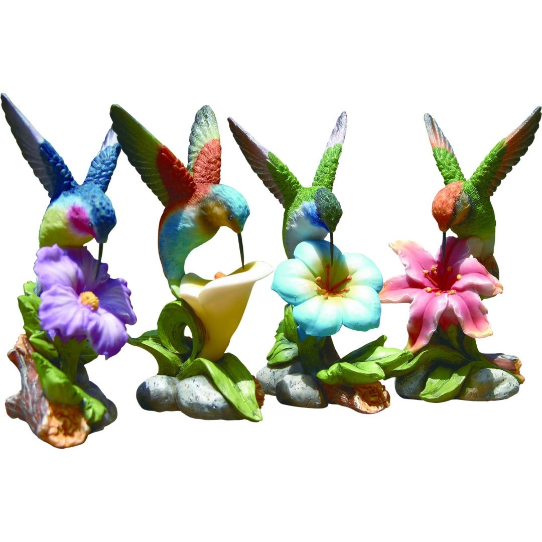 Hummingbird On Flower Figure - 4 Styles - Sold Individually