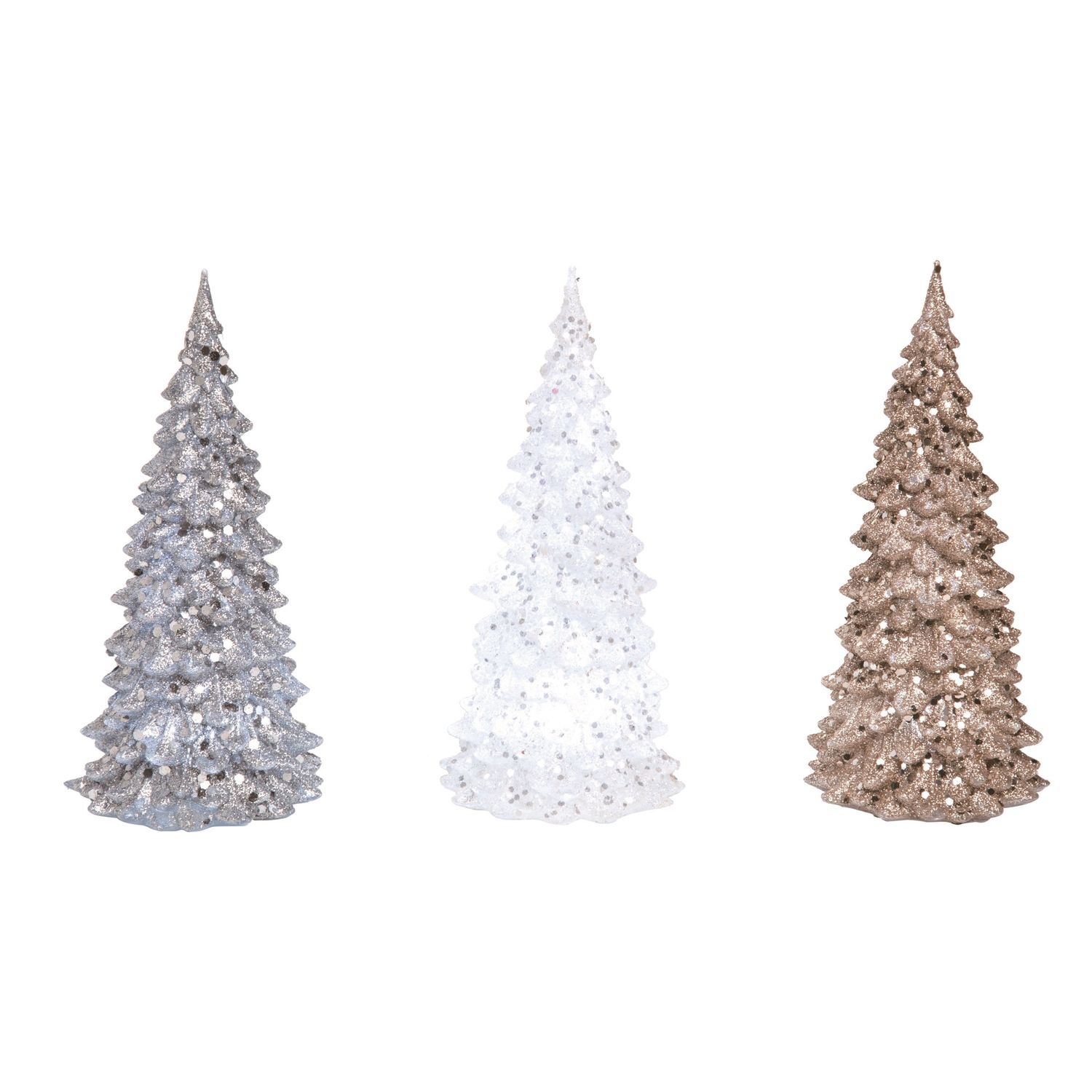 Light Up Christmas Tree Small - 3 Styles - Gold, White, Silver - Sold Individually
