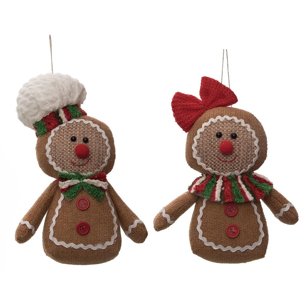 Plush Gingerbread Ornaments - 2 Styles - Sold Individually
