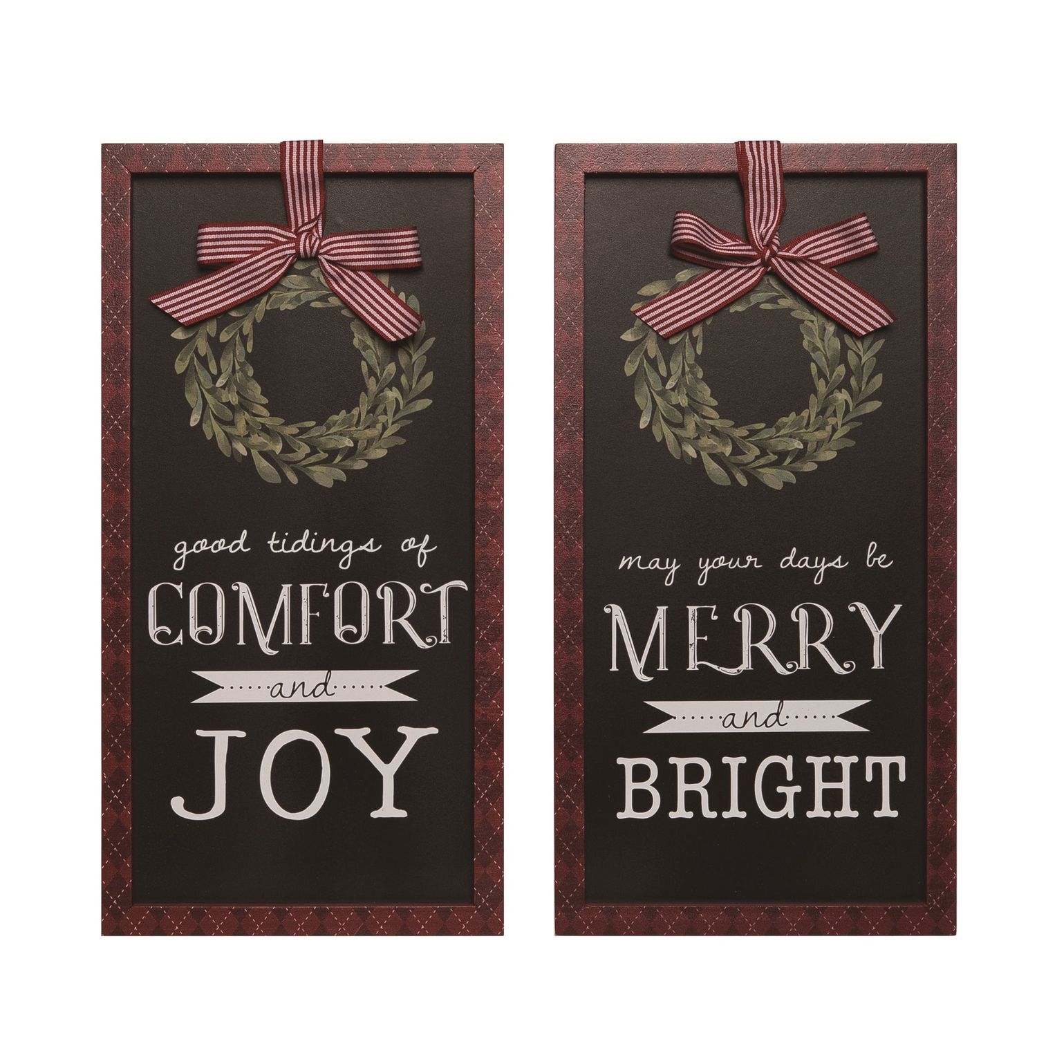 Wooden Wall Sign Christmas Wreath  - 2 Styles - Sold Individually