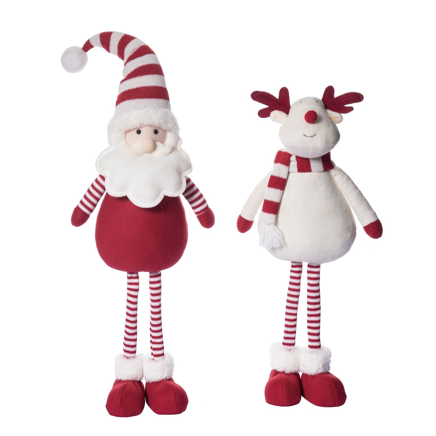 Plush Standing Reindeer/Santa - 2 Styles - Red &amp; White - Sold Individually