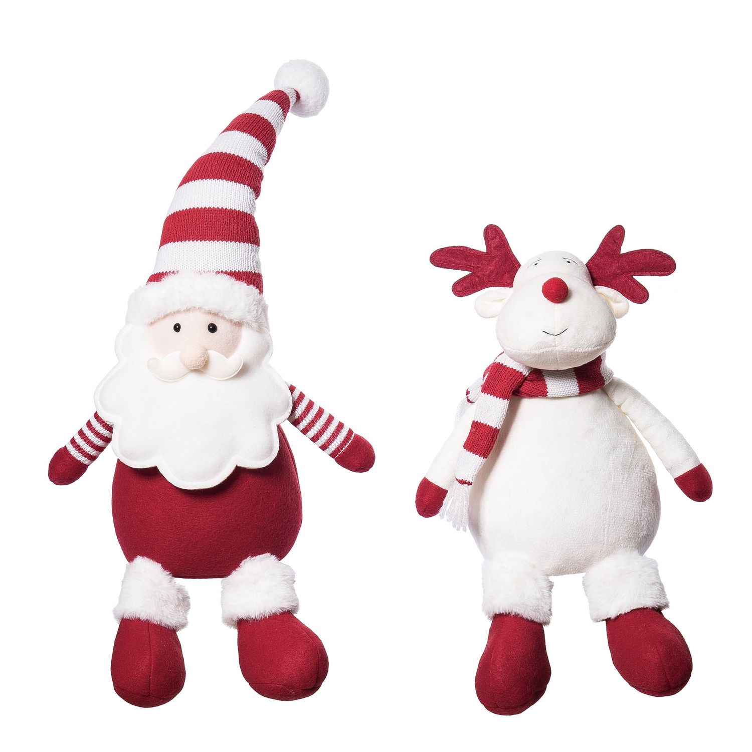 Plush Sitter Reindeer or Santa Red &amp; White - 2 Styles - Sold Individually