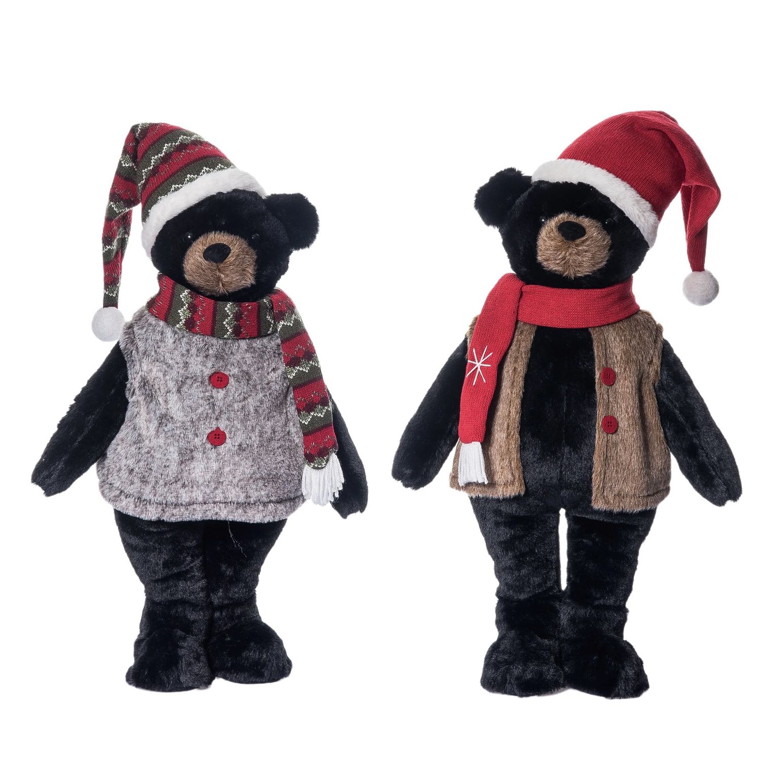 Plush Lodge Standing Holiday Bear Large - 2 Styles - Sold Individually