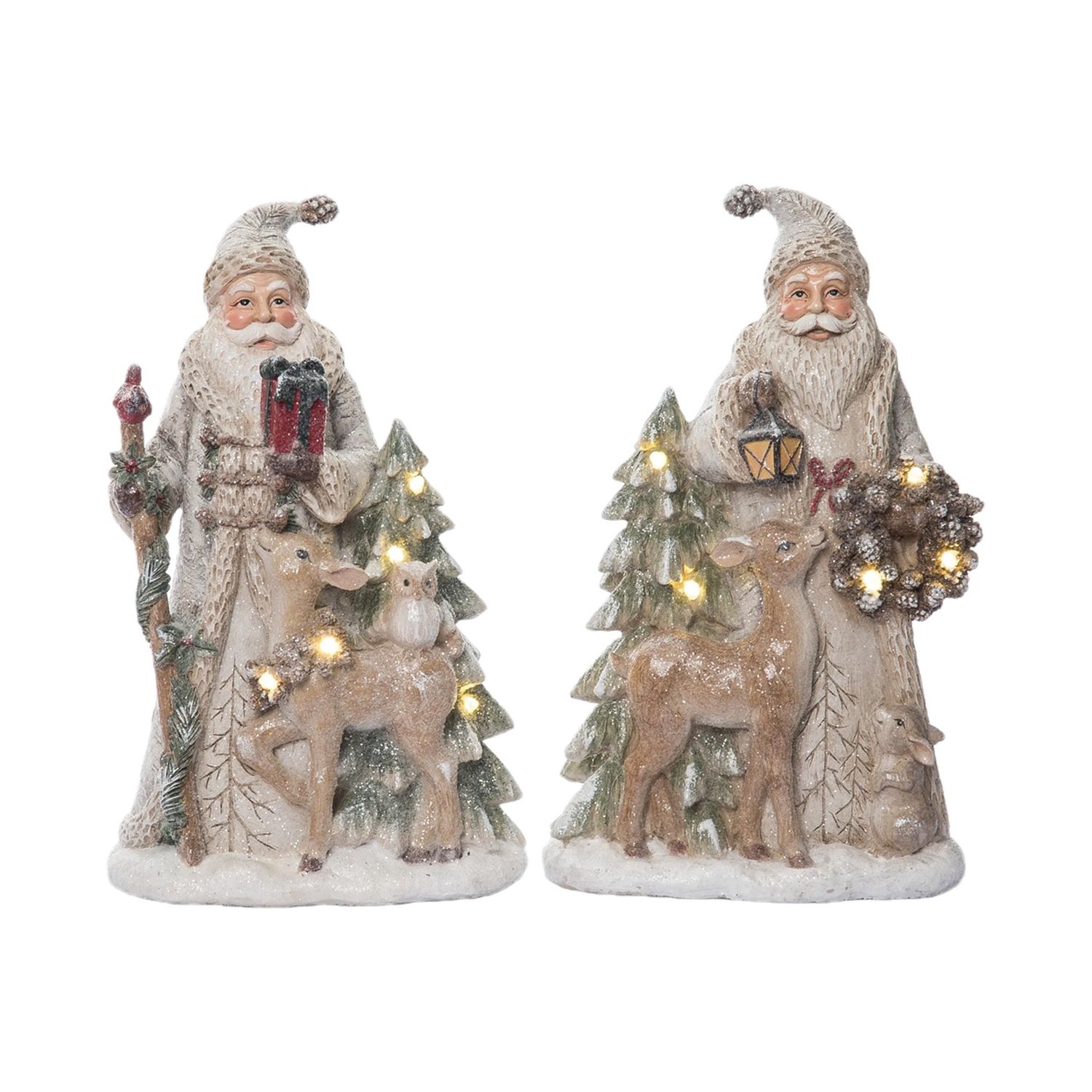 Light Up Forest Santa Fig - 2 Styles - Sold Individually