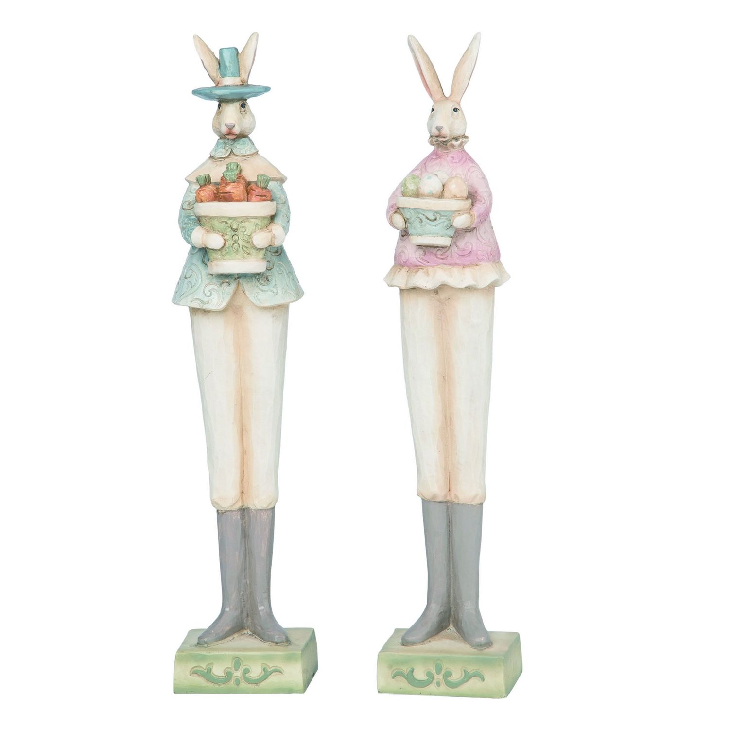 Fancy Detail Tall Bunny Figurine - 2 Styles - Sold Individually
