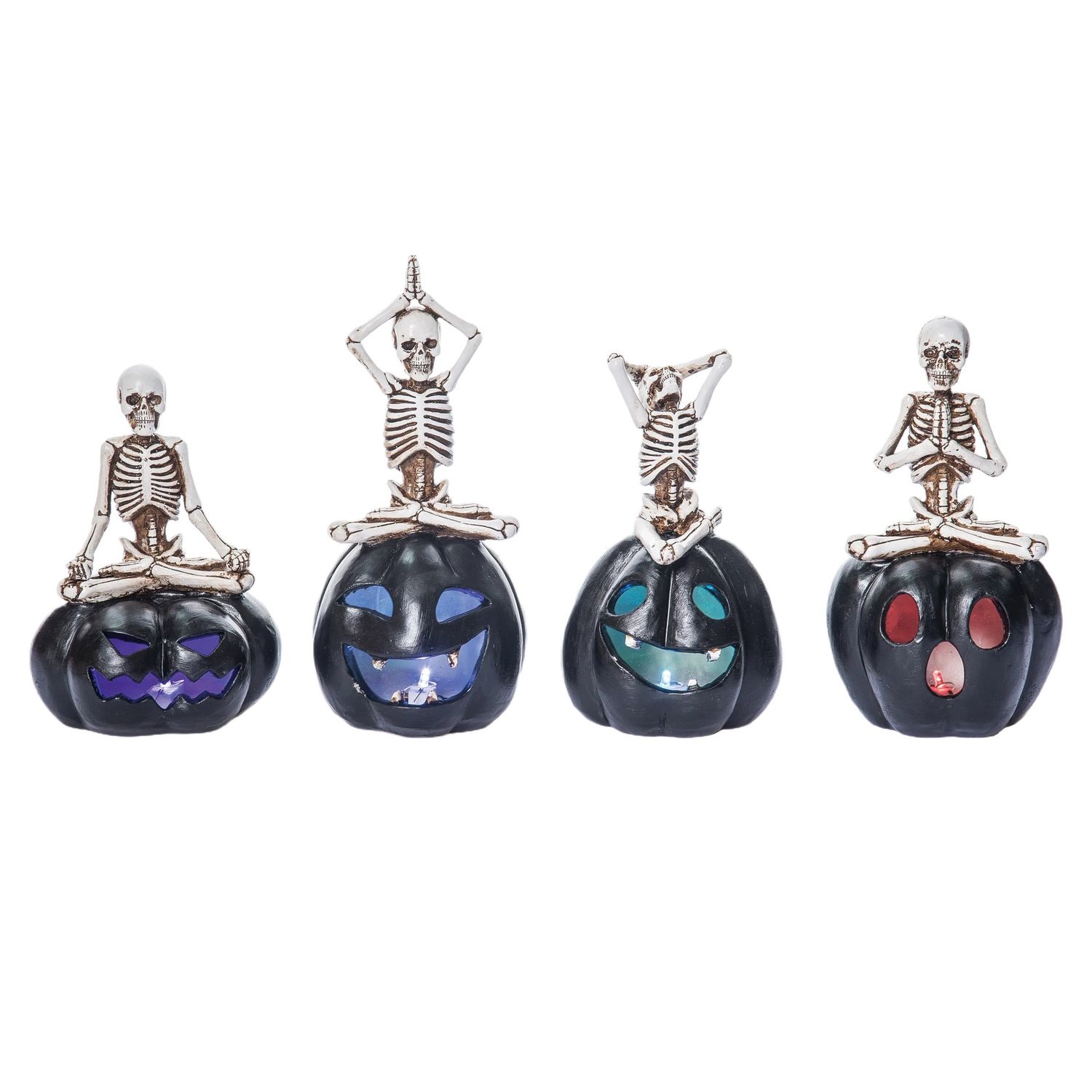 Pumpkin With Yoga Skeleton - 4 Styles - Sold Individually