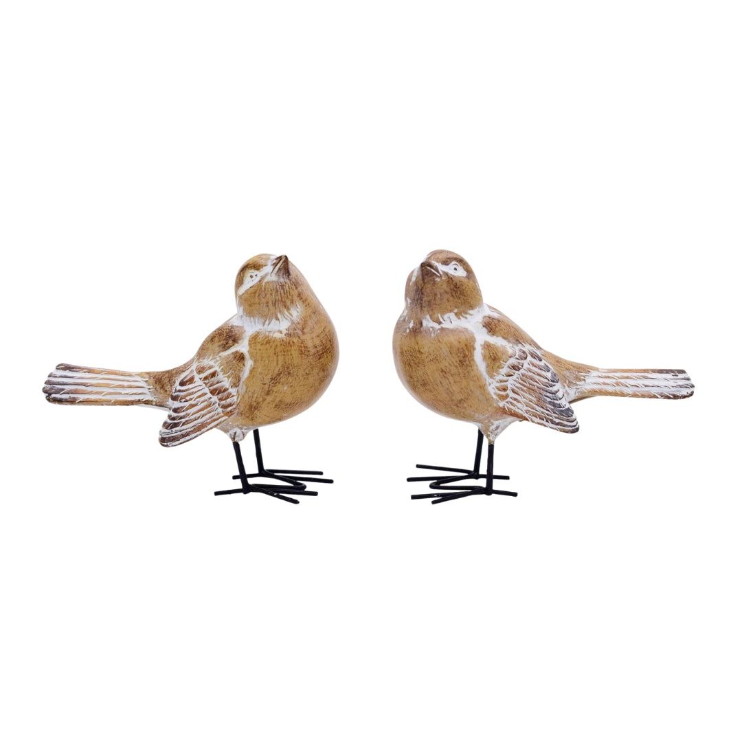 Brown &amp; White Bird With Metal Legs - 2 Styles - Sold Individually