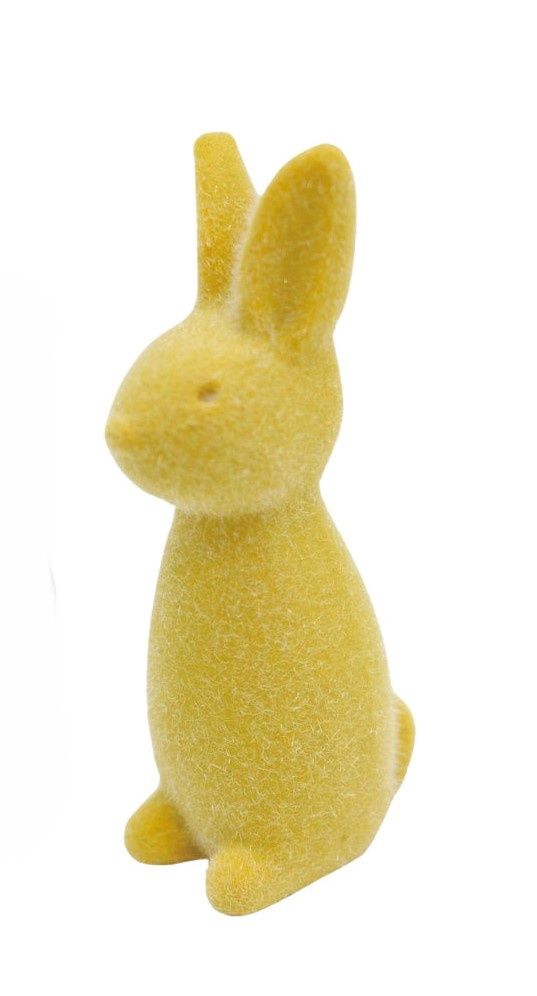 Mini Flocked Bunny Yellow - Sold Individually