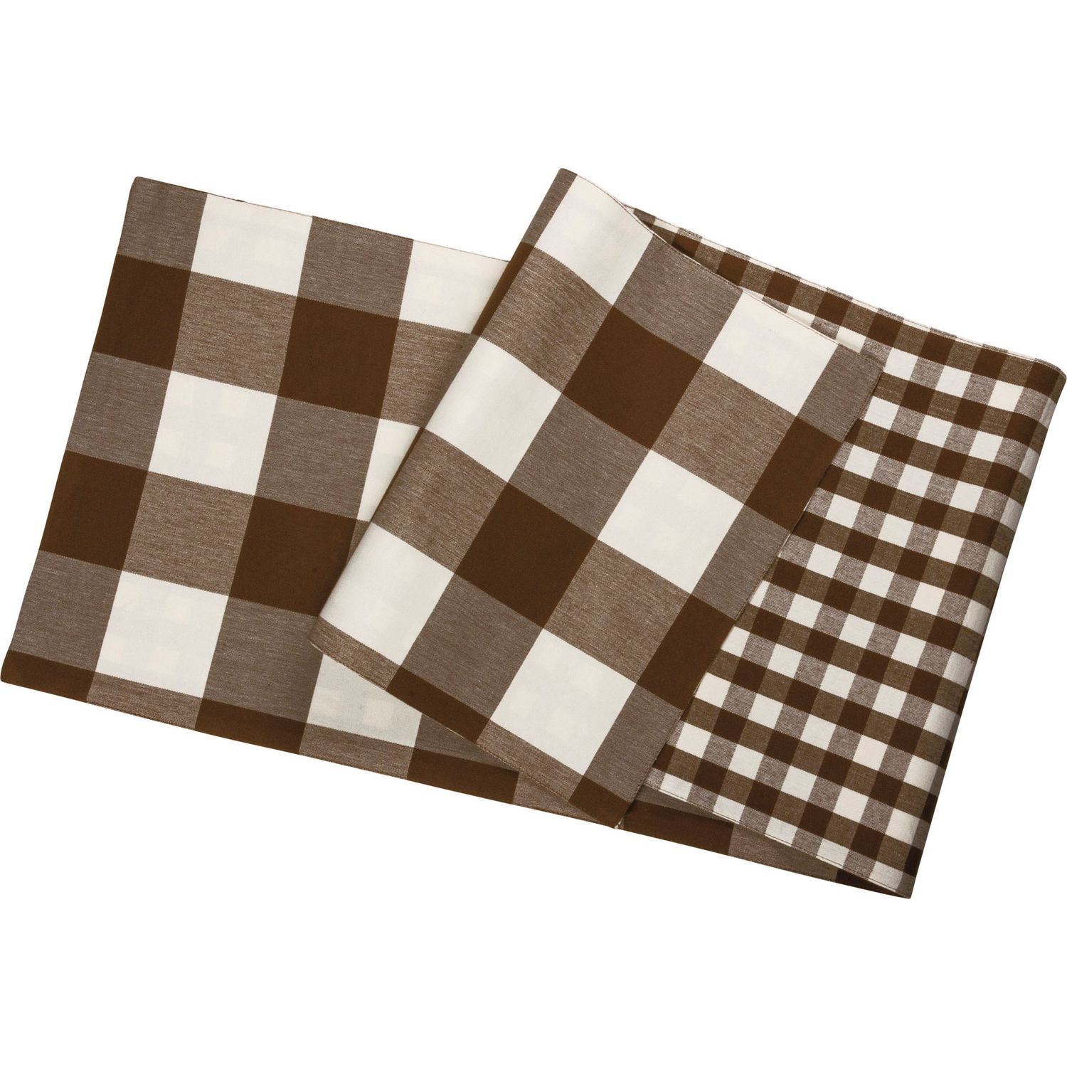 Brown Buff Check Runner - 56" X 15"