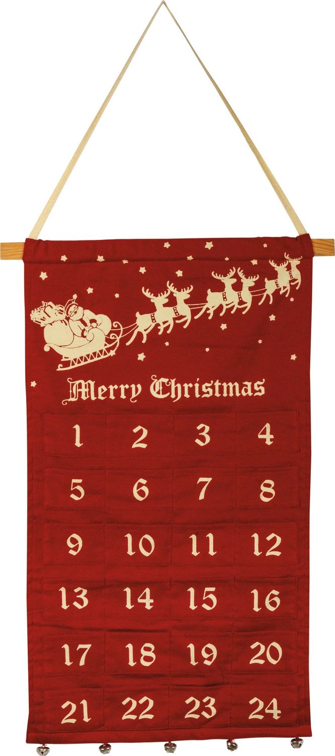 Cotton Wall Countdown - Merry Christmas Santa's Sleigh