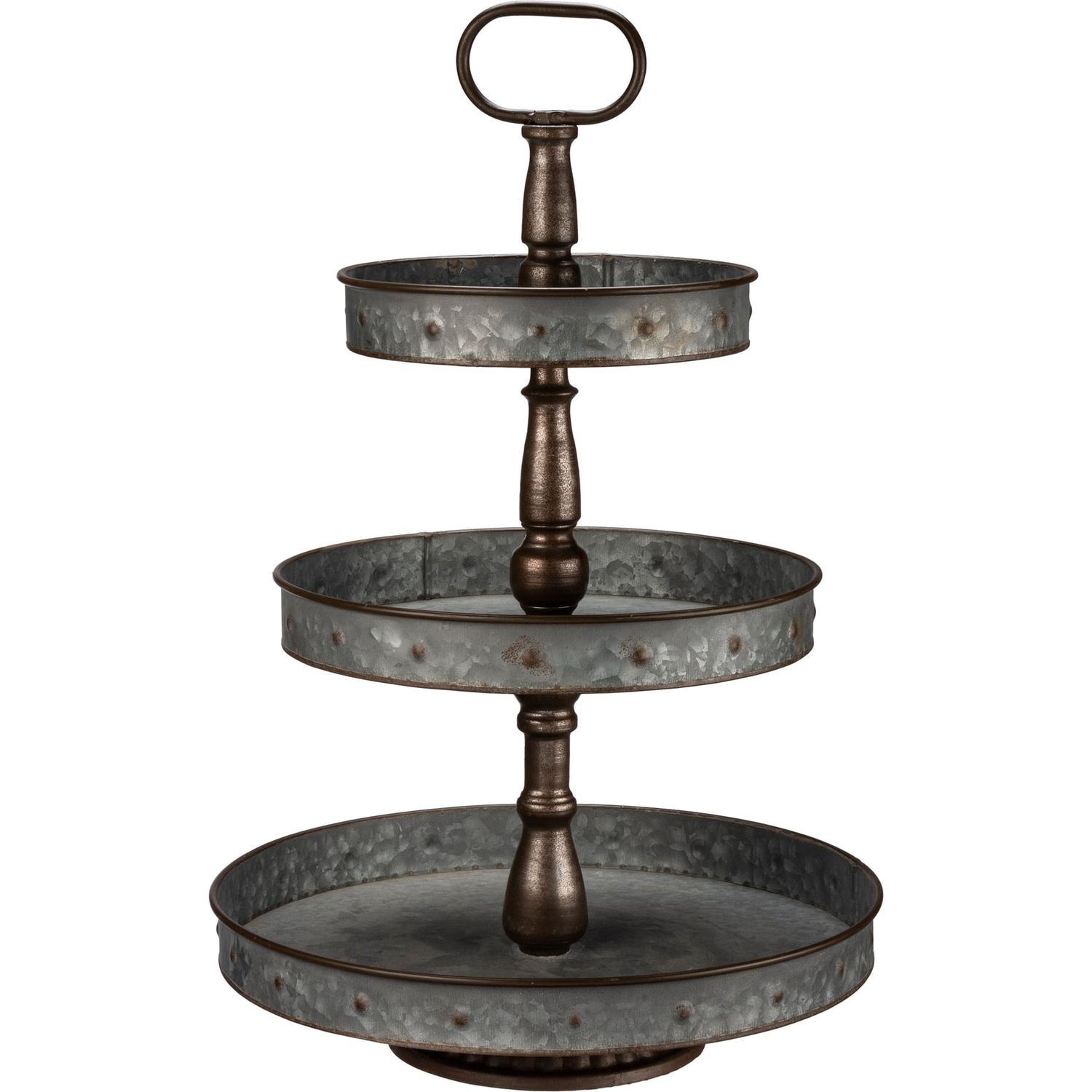 Galvanized Oval 3 Tiered Tray