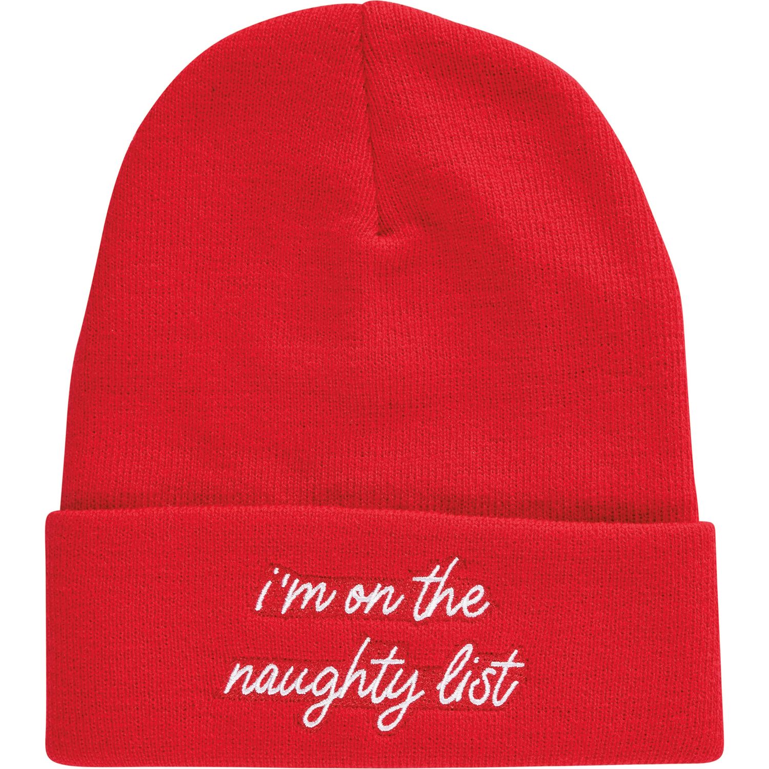 Red Christmas Beanie - I'M On The Naughty List One Size Fits Most