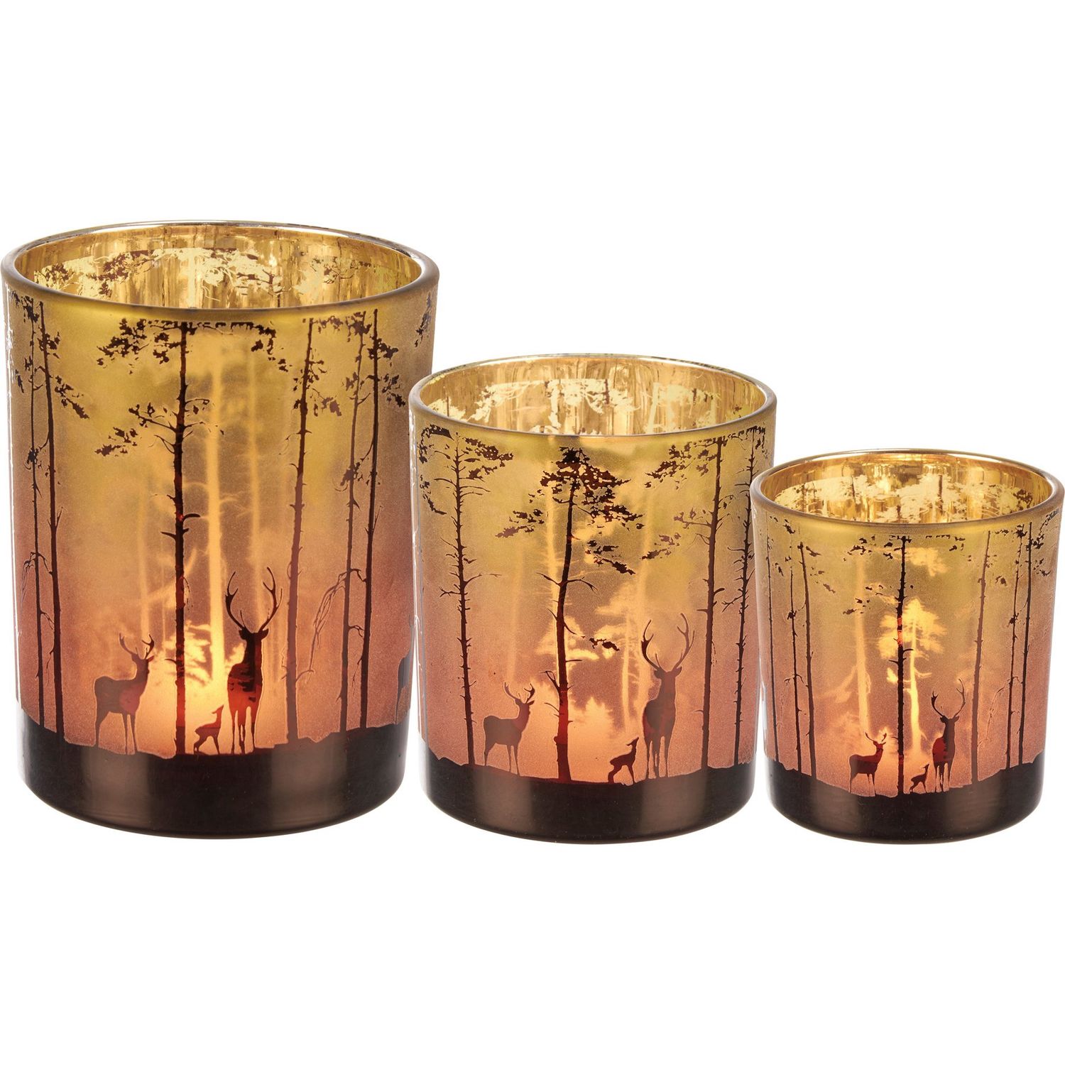 Deer Candle Holder - Brown Frosted Glass, Size: Small