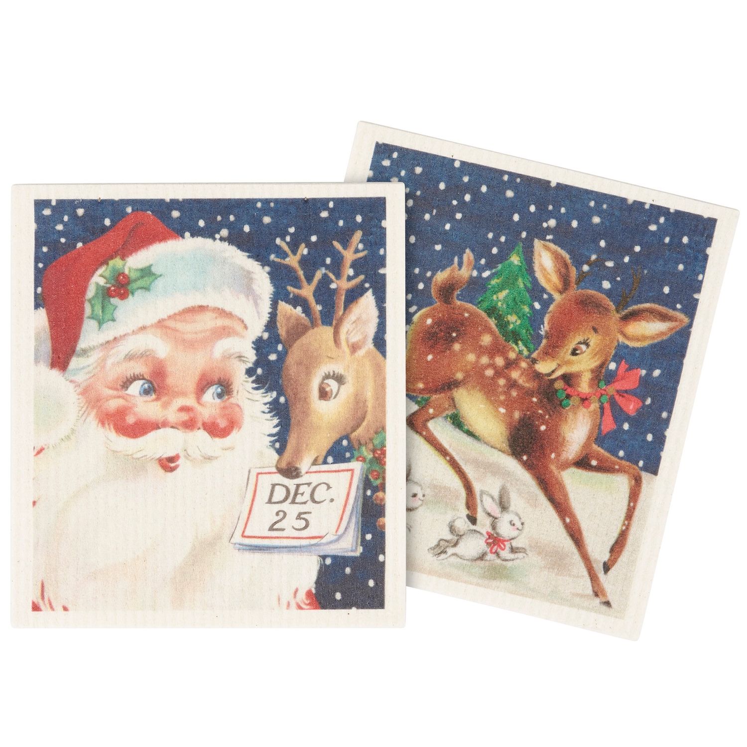 Swedish Dish Cloth Set - Santa