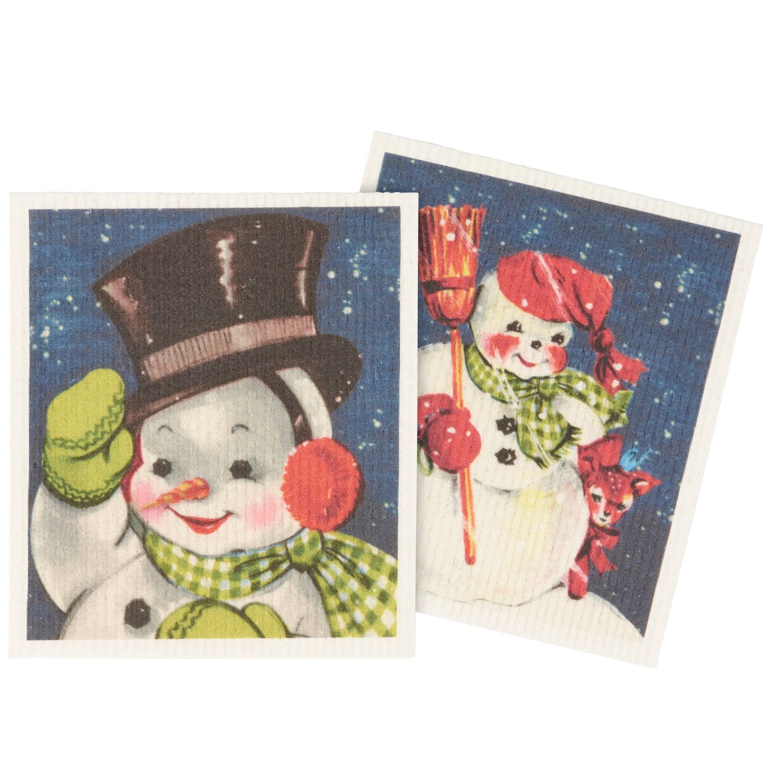Swedish Dish Cloth Set - Snowmen