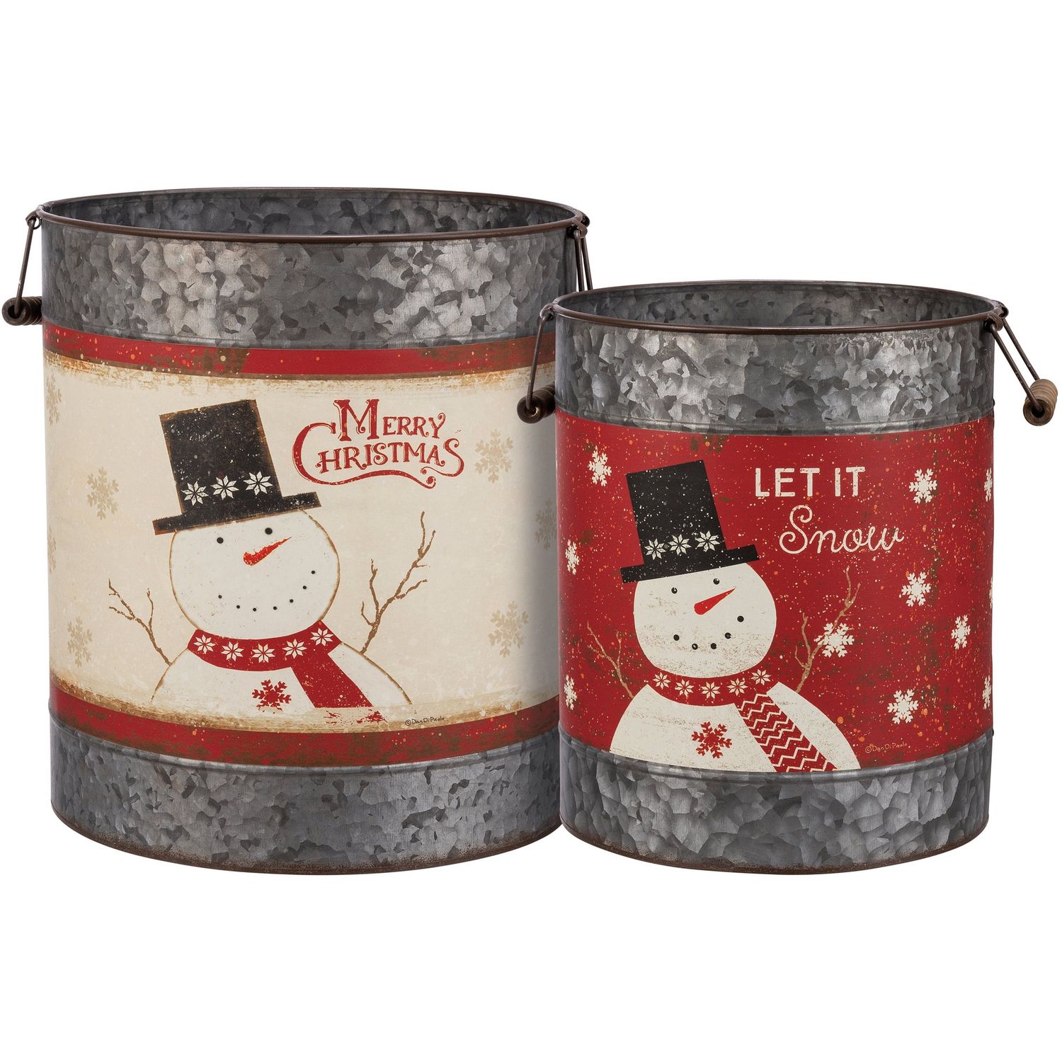 Galvanized Merry Christmas Bucket - Large